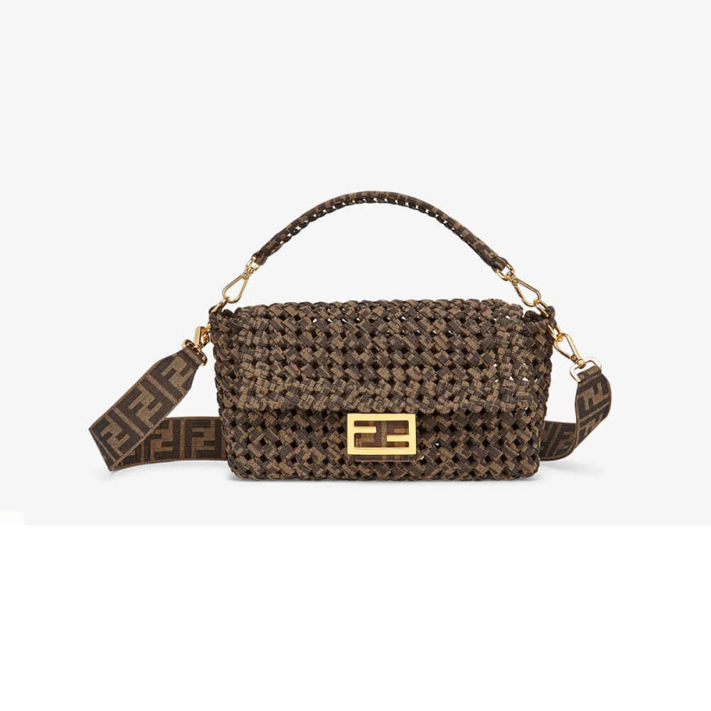 Fendi Bolsauette Jacquard Fabric Interlace Bolsa 8Br600-1