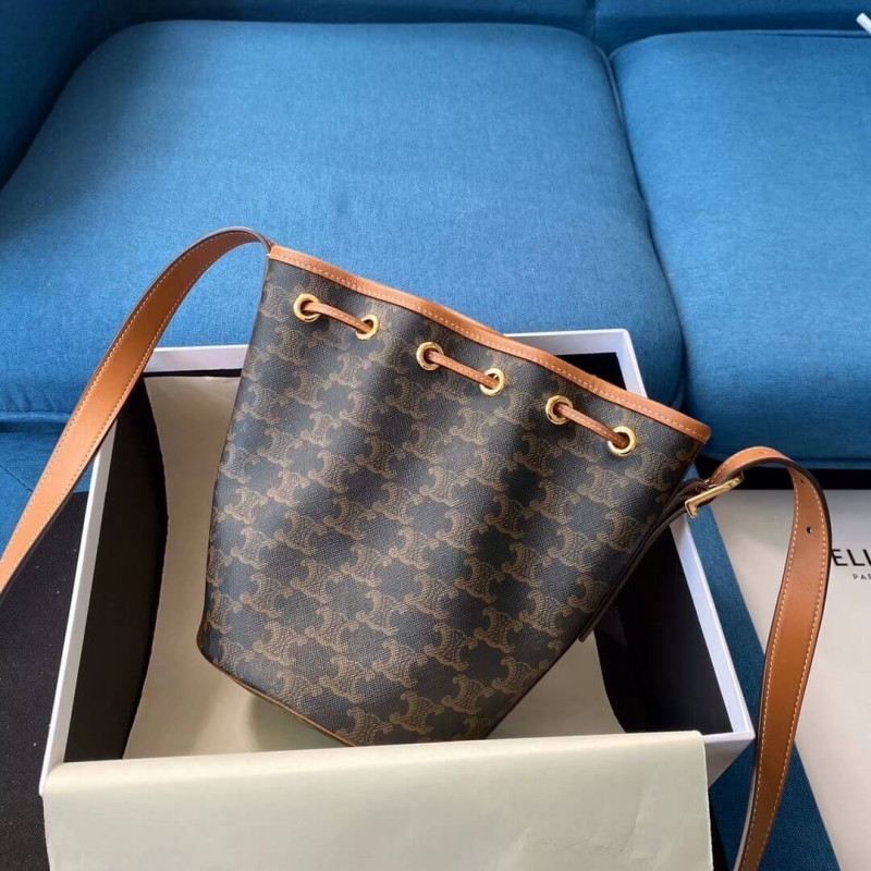 Celine Small Drawstring Bolsa en Triunfe Canvas 191142-3