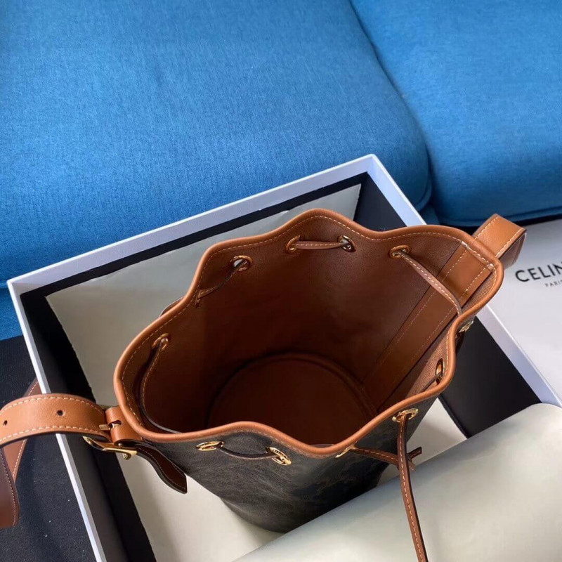 Celine Small Drawstring Bolsa en Triunfe Canvas 191142-9