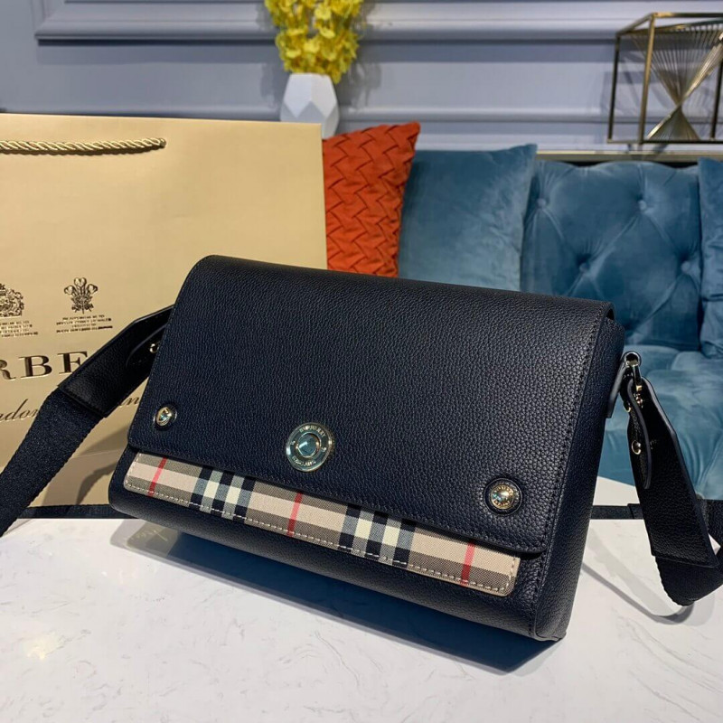Burberry Leather y Vintage Check nota Crossbody Bolsa 80211101-1