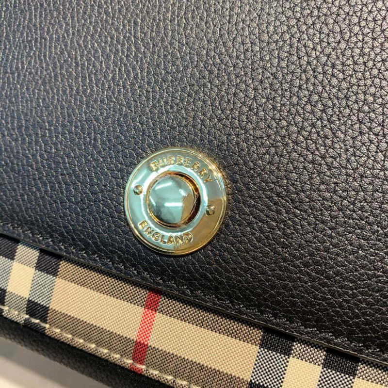 Burberry Leather y Vintage Check nota Crossbody Bolsa 80211101-4