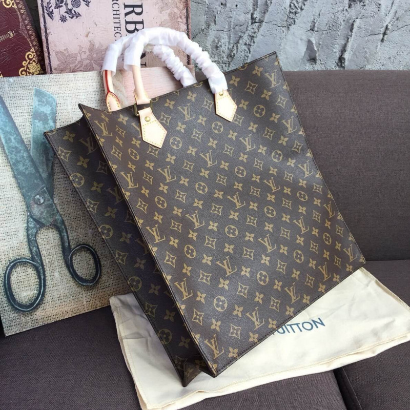 Louis Vuitton Monogram Canvas Sac Plat Tote Bolsa M51140-1