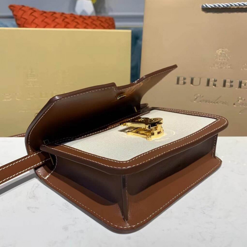 Burberry mini lienzo de dos tonos y bolso TB de cuero 80171101-6