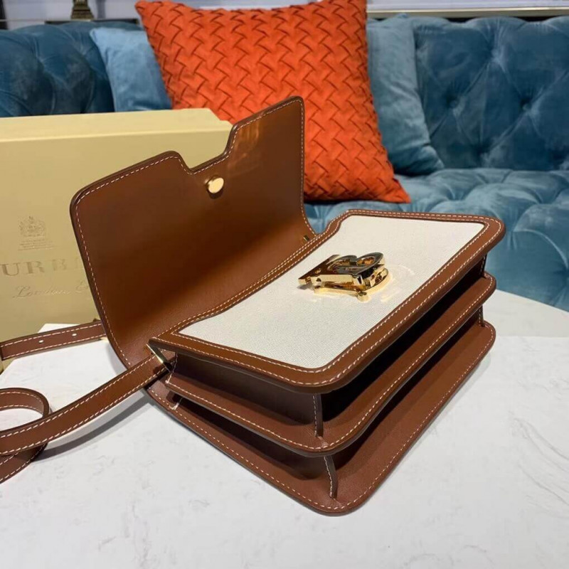 Burberry pequeño lienzo de dos tonos y bolso TB de cuero 80146401-4