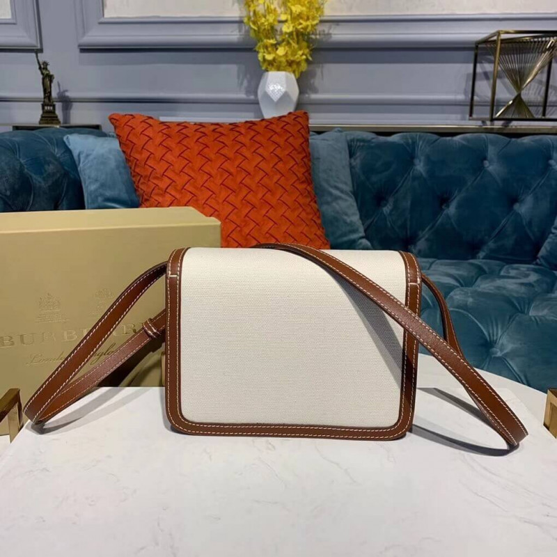Burberry pequeño lienzo de dos tonos y bolso TB de cuero 80146401-7