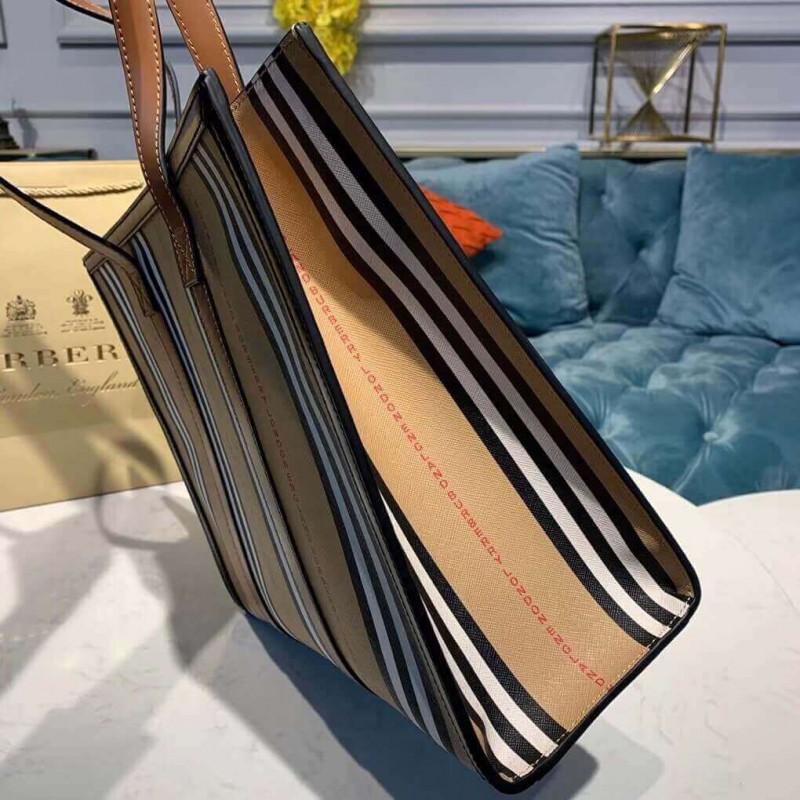Logotipo de Burberry y Stripe E-Canvas Portrait Tote Bolsa 80224771-2
