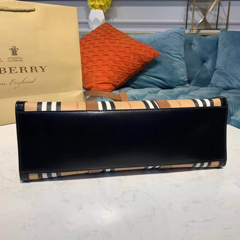 Logotipo de Burberry y Stripe E-Canvas Portrait Tote Bolsa 80224771-3