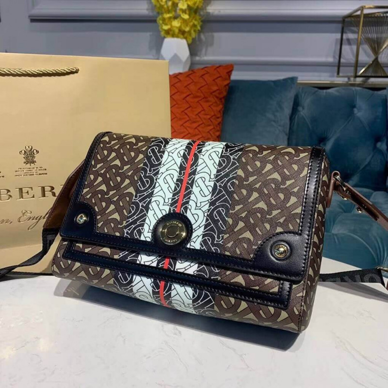 Burberry Monogram Stripe E-Canvas nota Crossbody Bolsa 80193661-1
