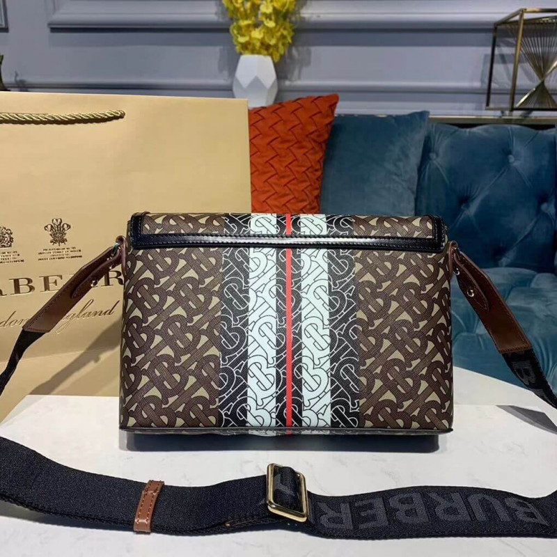 Burberry Monogram Stripe E-Canvas nota Crossbody Bolsa 80193661-2