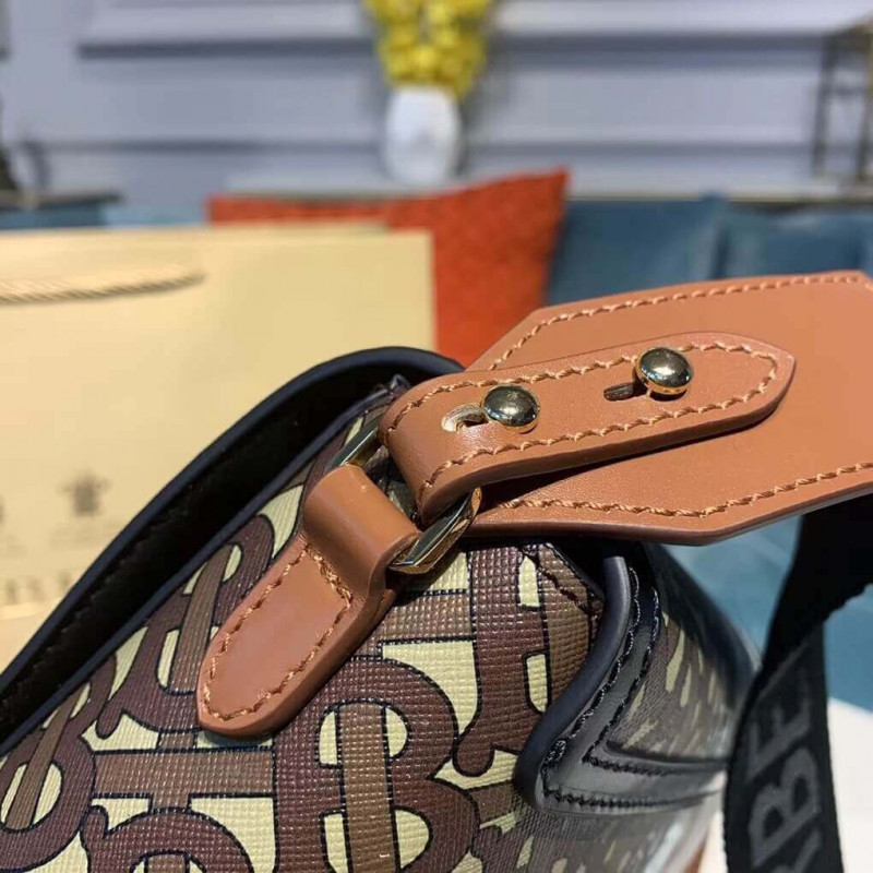 Burberry Monogram Stripe E-Canvas nota Crossbody Bolsa 80193661-5