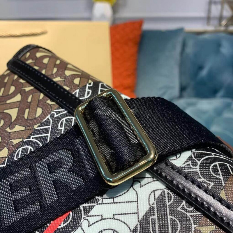 Burberry Monogram Stripe E-Canvas nota Crossbody Bolsa 80193661-6
