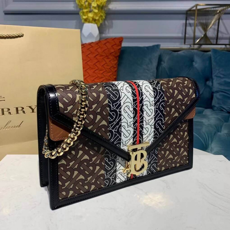 Burberry Small Monogram Stripe E-CANVAS TB Sobre Clutch 80203051-1