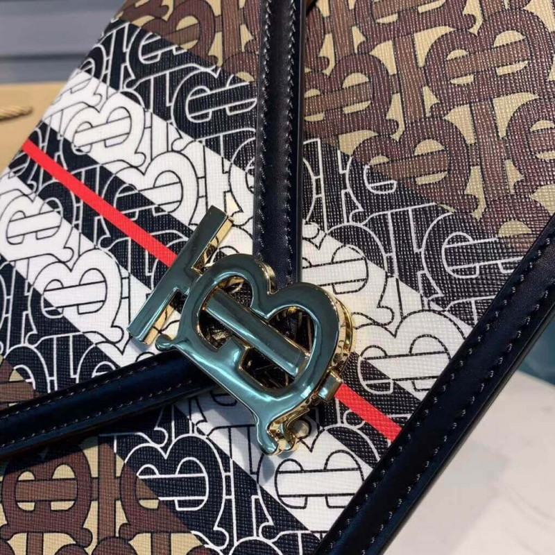 Burberry Small Monogram Stripe E-CANVAS TB Sobre Clutch 80203051-4