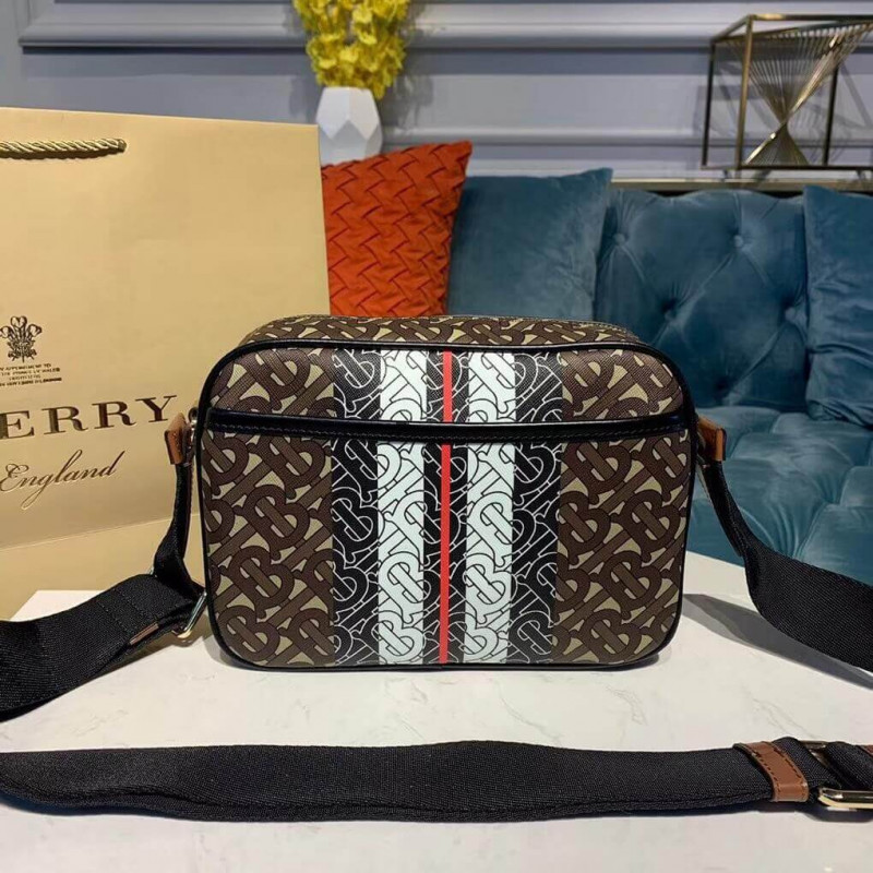 Burberry Monogram Stripe E-Canvas Crossbody Bolsa 80216611-2