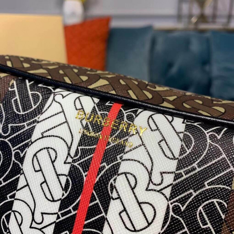 Burberry Monogram Stripe E-Canvas Crossbody Bolsa 80216611-4
