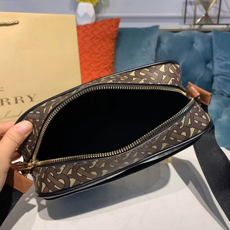 Burberry Monogram Stripe E-Canvas Crossbody Bolsa 80216611-8