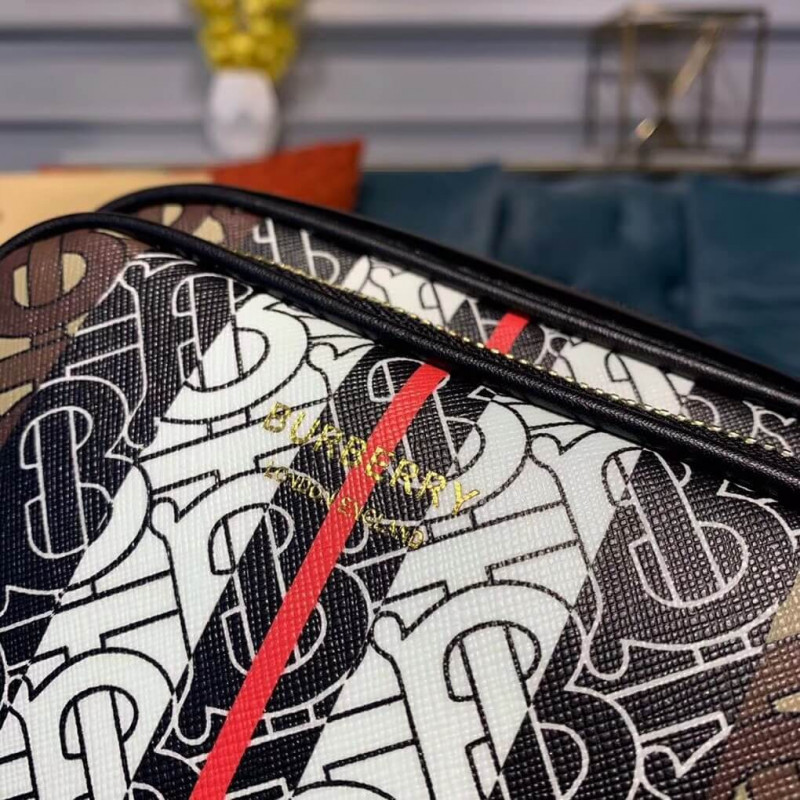 Burberry Monogram Stripe E-Canvas Camera Bolsa 80183621-3