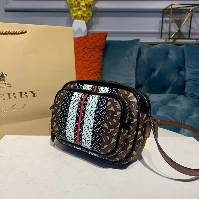 Burberry Monogram Stripe E-Canvas Camera Bolsa 80183621-4