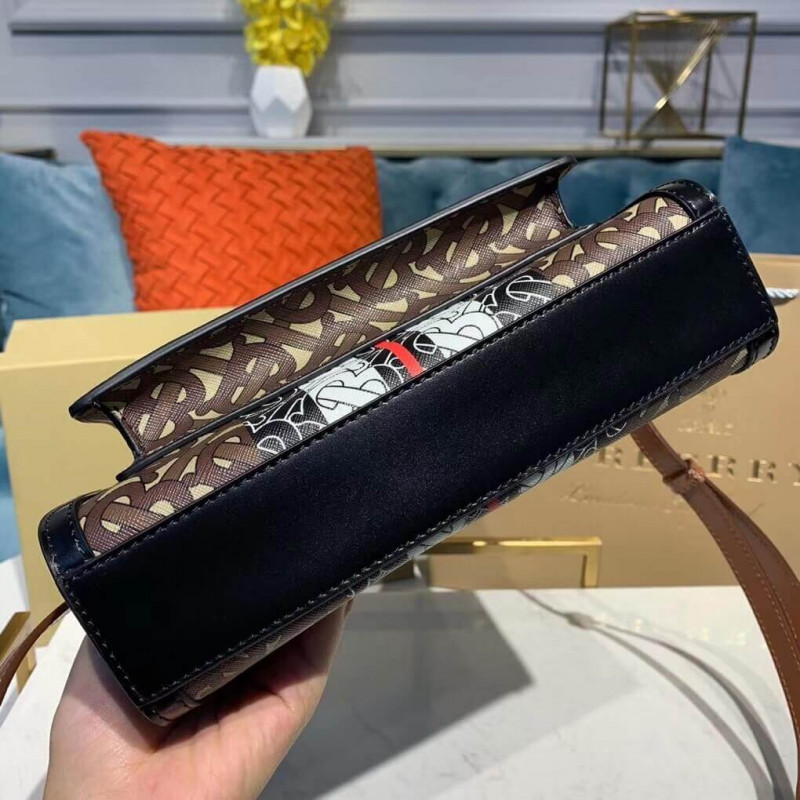 Burberry Small Monogram Stripe E-Canvas Bocket Bolse 80193631-1