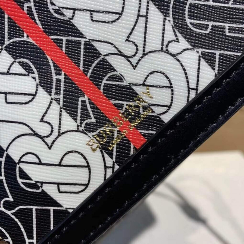 Burberry Small Monogram Stripe E-Canvas Bocket Bolse 80193631-3