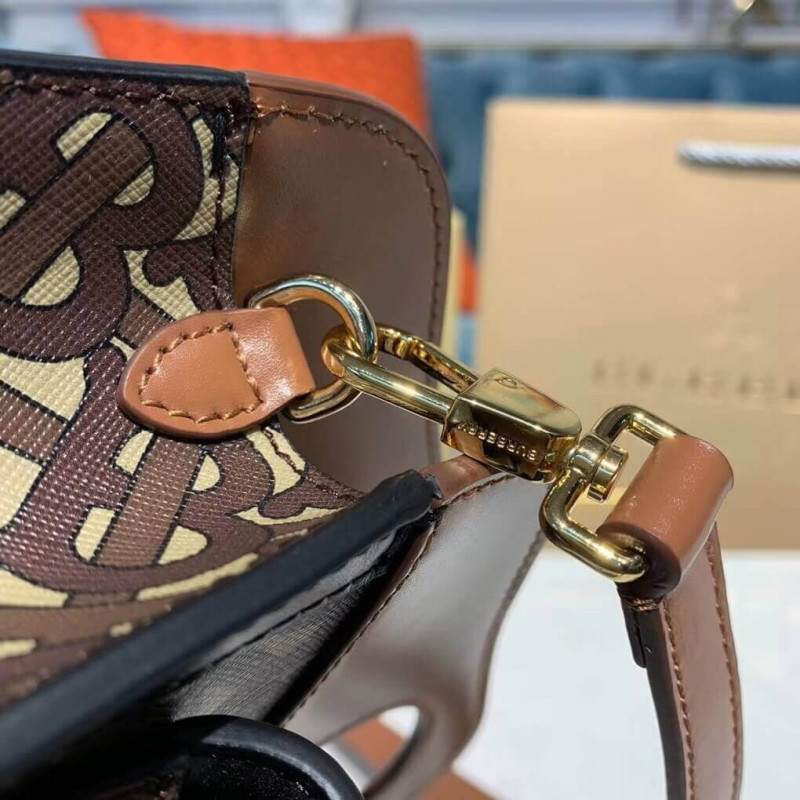 Burberry Small Monogram Stripe E-Canvas Bocket Bolse 80193631-8