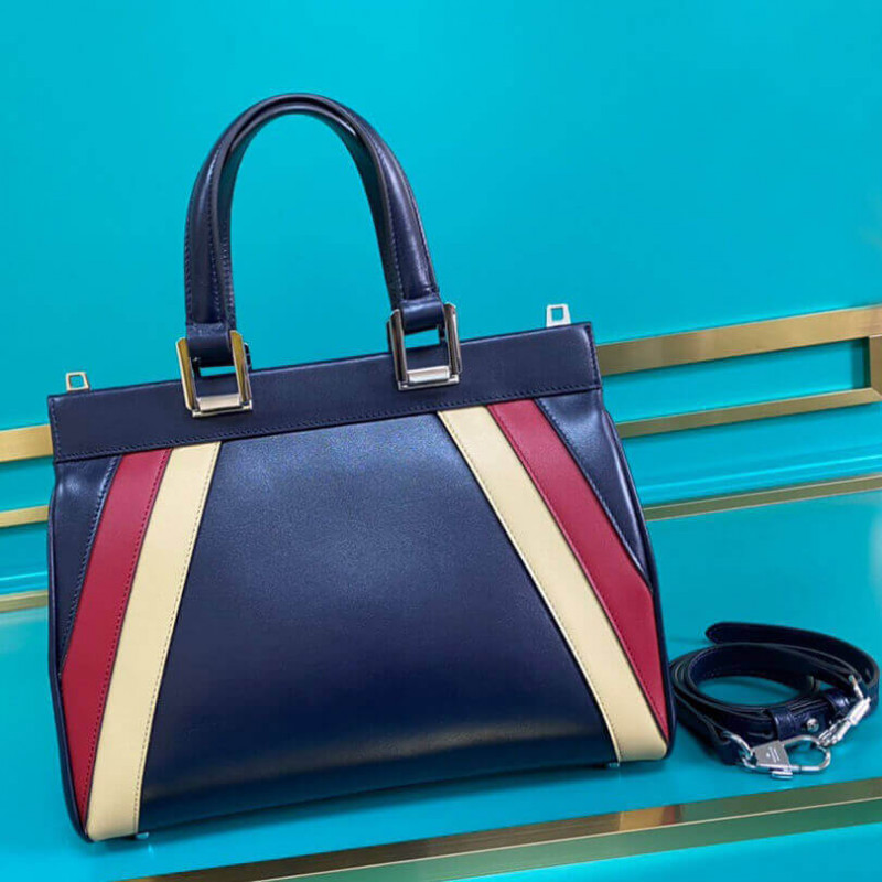Gucci Zumi Cuero liso con rayas Bolsas de mango superior pequeño 569712-2