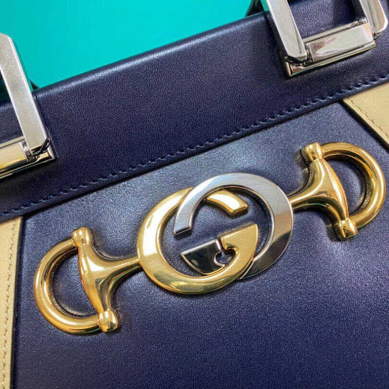 Gucci Zumi Cuero liso con rayas Bolsas de mango superior pequeño 569712-5