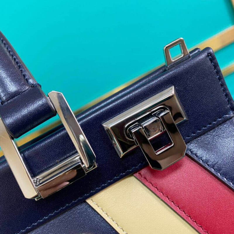 Gucci Zumi Cuero liso con rayas Bolsas de mango superior pequeño 569712-6