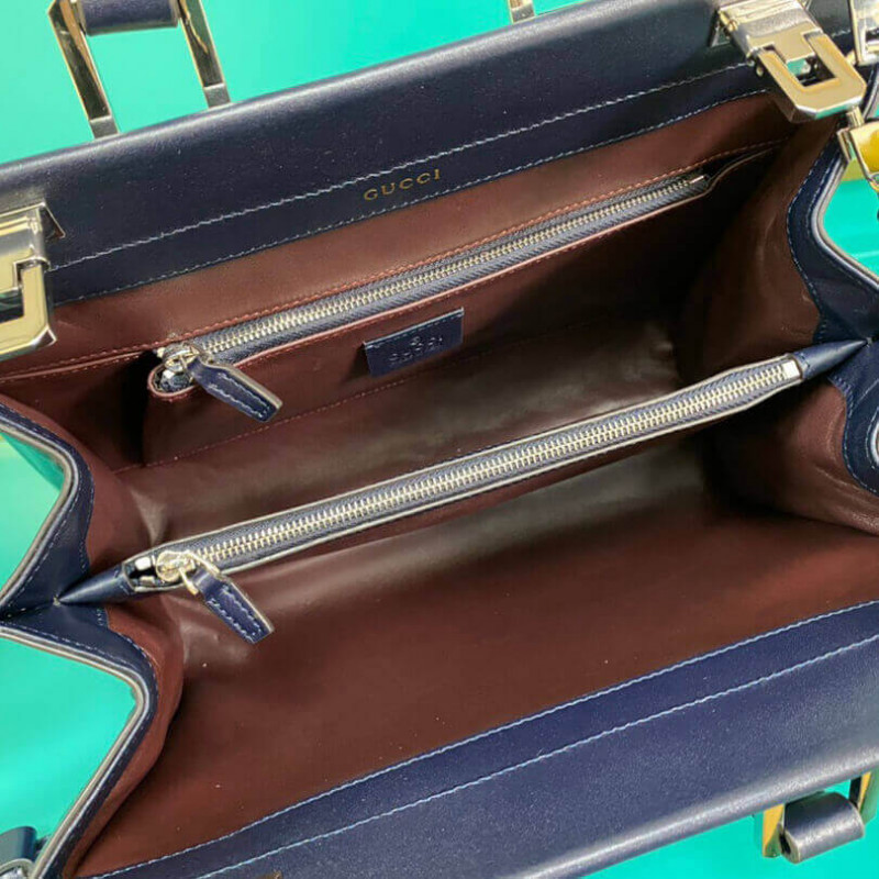 Gucci Zumi Cuero liso con rayas Bolsas de mango superior pequeño 569712-9