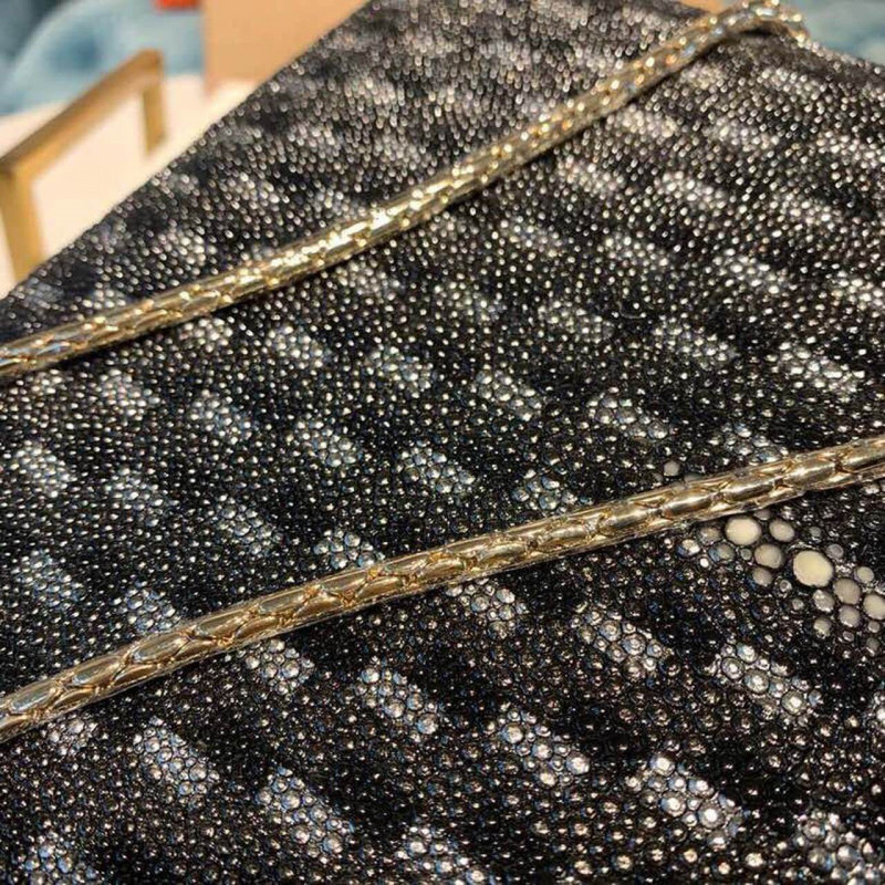 Bvlgari Serpenti Forever 20cm Crossbody Bolsas In Charcoal Diamond Crystal Galuchat Skin 287013-3