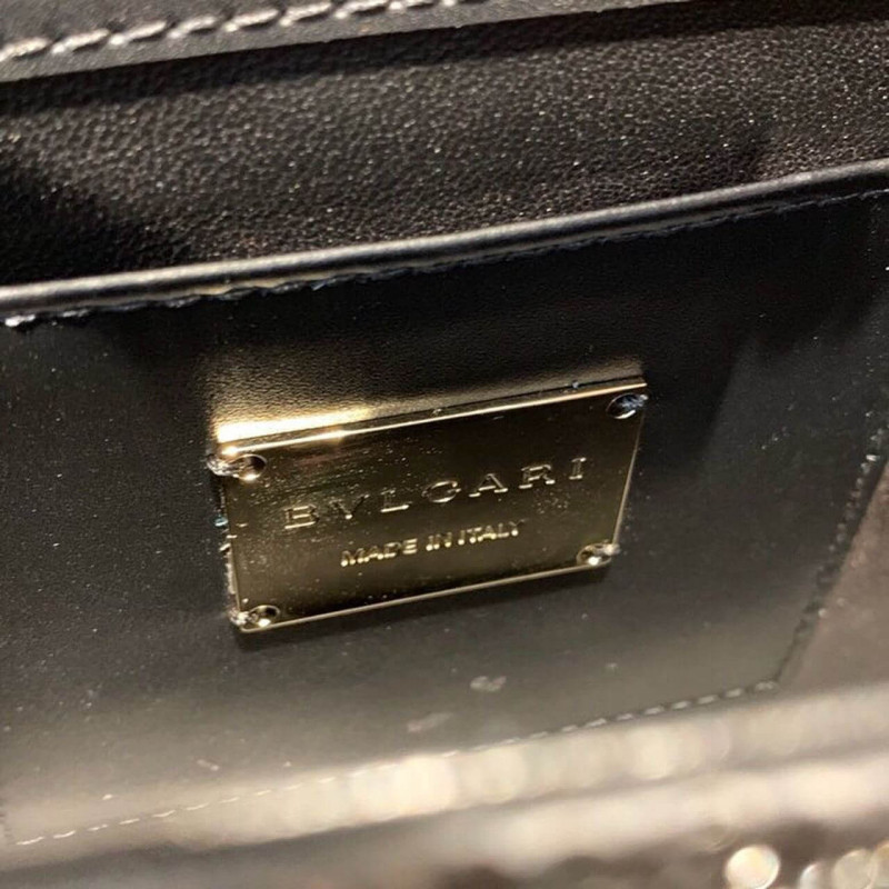 Bvlgari Serpenti Forever 20cm Crossbody Bolsas In Charcoal Diamond Crystal Galuchat Skin 287013-4