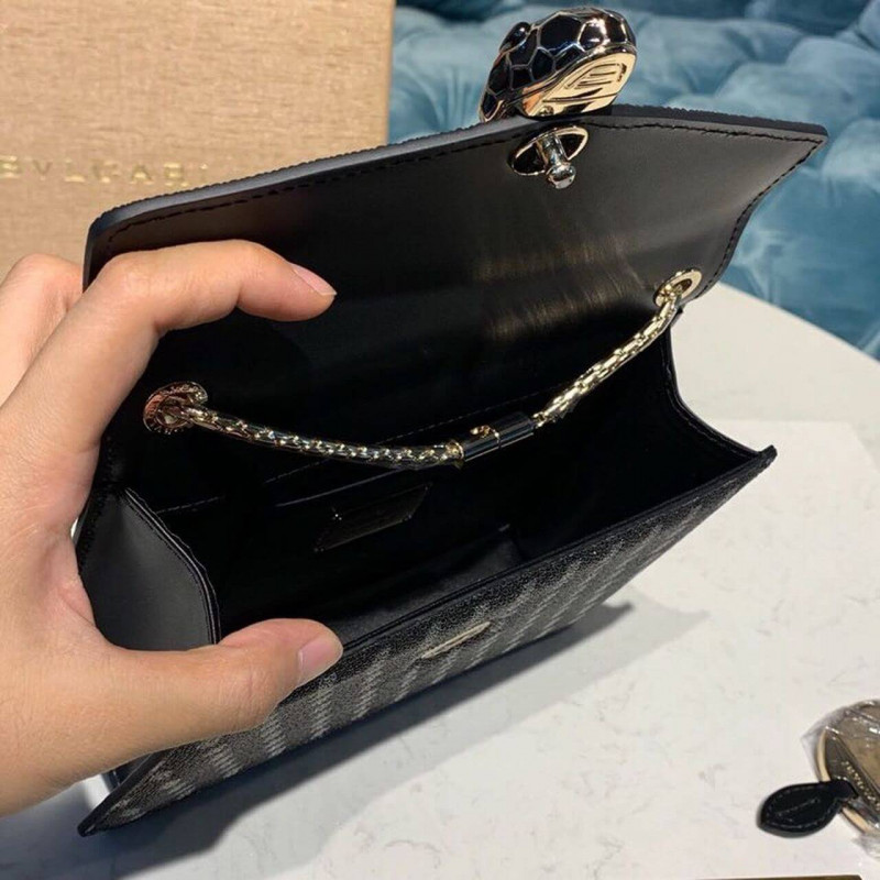 Bvlgari Serpenti Forever 20cm Crossbody Bolsas In Charcoal Diamond Crystal Galuchat Skin 287013-5