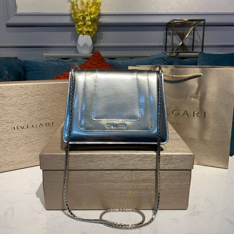 Bvlgari Serpenti Forever 20cm Crossbody Bolsas In Silver Cepilled Metallic 281205-1