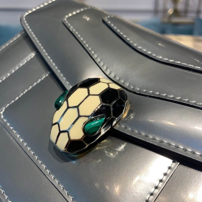 Bvlgari Serpenti Forever 20cm Crossbody Bolsas In Silver Cepilled Metallic 281205-4
