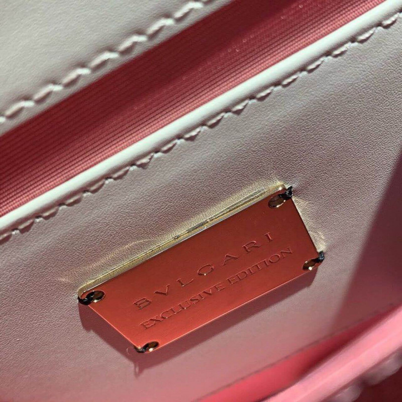 BVLGARI SERPENTI Forever Crossbody Top Many Bolsa 18cm 284537 White/Pink-7