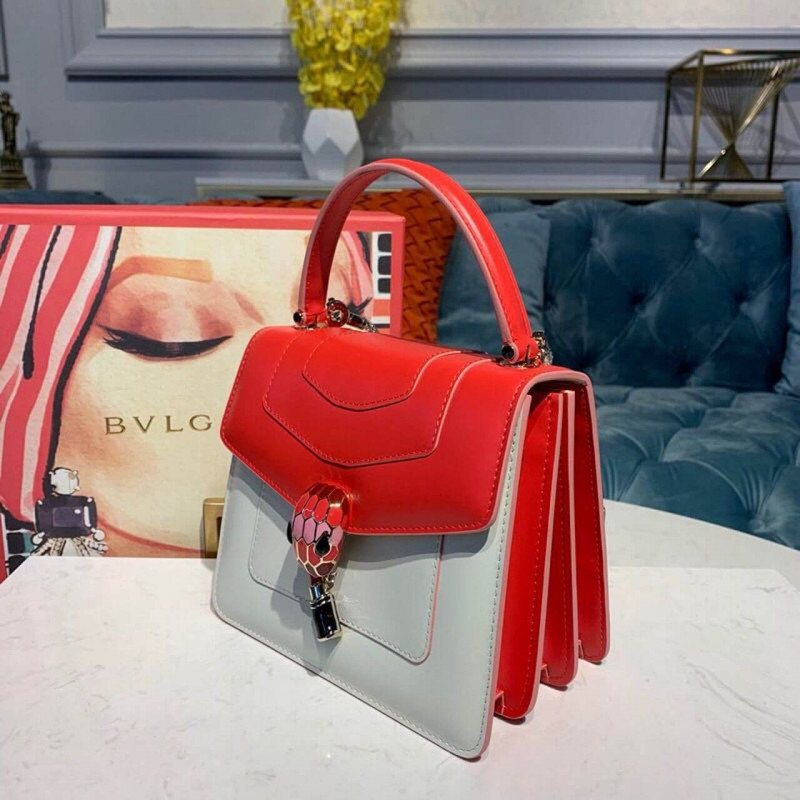 BVLGARI SERPENTI Forever Crossbody Top Many Bolsa 18cm 284537 Blanco/rojo-1