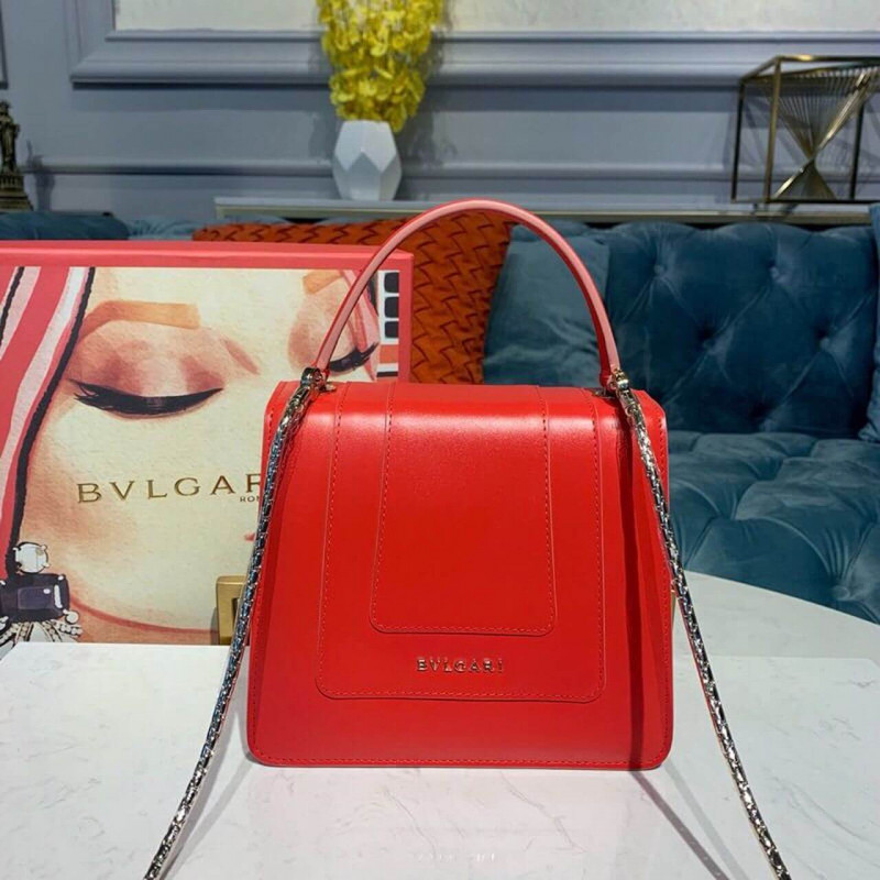 BVLGARI SERPENTI Forever Crossbody Top Many Bolsa 18cm 284537 Blanco/rojo-2