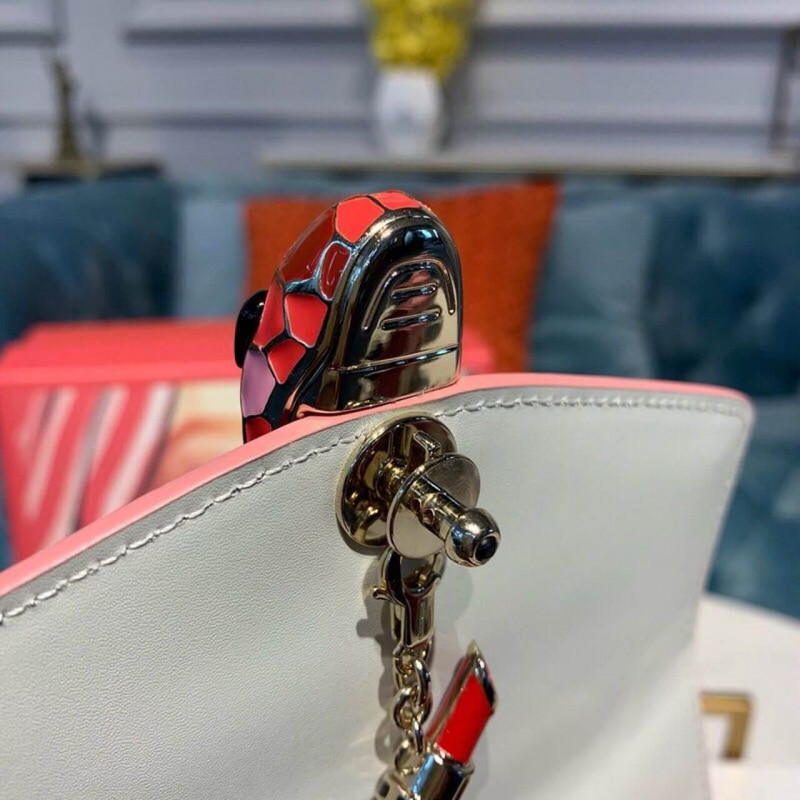 BVLGARI SERPENTI Forever Crossbody Top Many Bolsa 18cm 284537 Blanco/rojo-6
