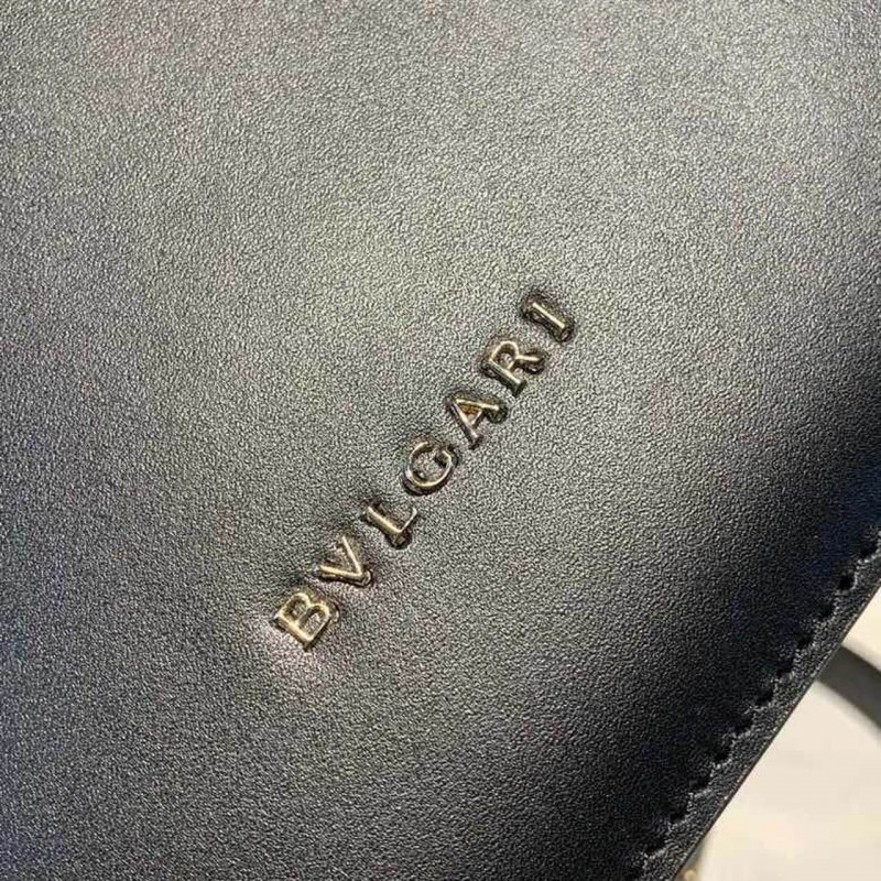 BVLGARI SERPENTI Forever Crossbody Top Many Bolsa 18 cm en la piel de cristal de diamante de carbón 284537-4
