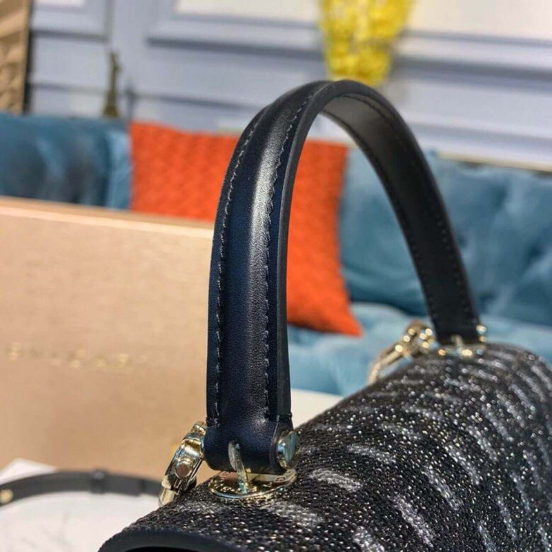 BVLGARI SERPENTI Forever Crossbody Top Many Bolsa 18 cm en la piel de cristal de diamante de carbón 284537-6