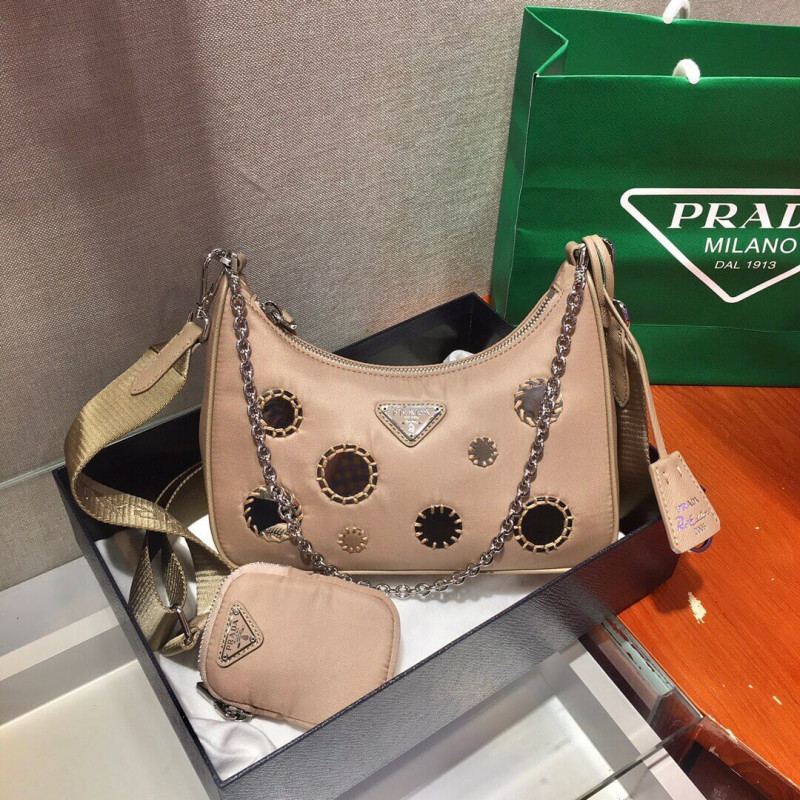 Prada Hobo re Edition Bordado de bordadas Cross Body Bold 1BH204-1