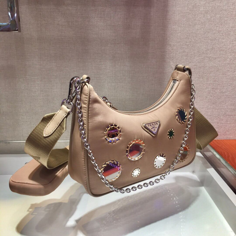 Prada Hobo re Edition Bordado de bordadas Cross Body Bold 1BH204-2
