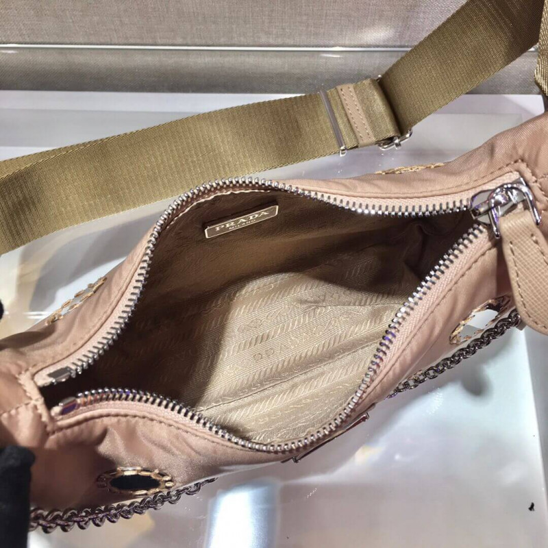 Prada Hobo re Edition Bordado de bordadas Cross Body Bold 1BH204-7