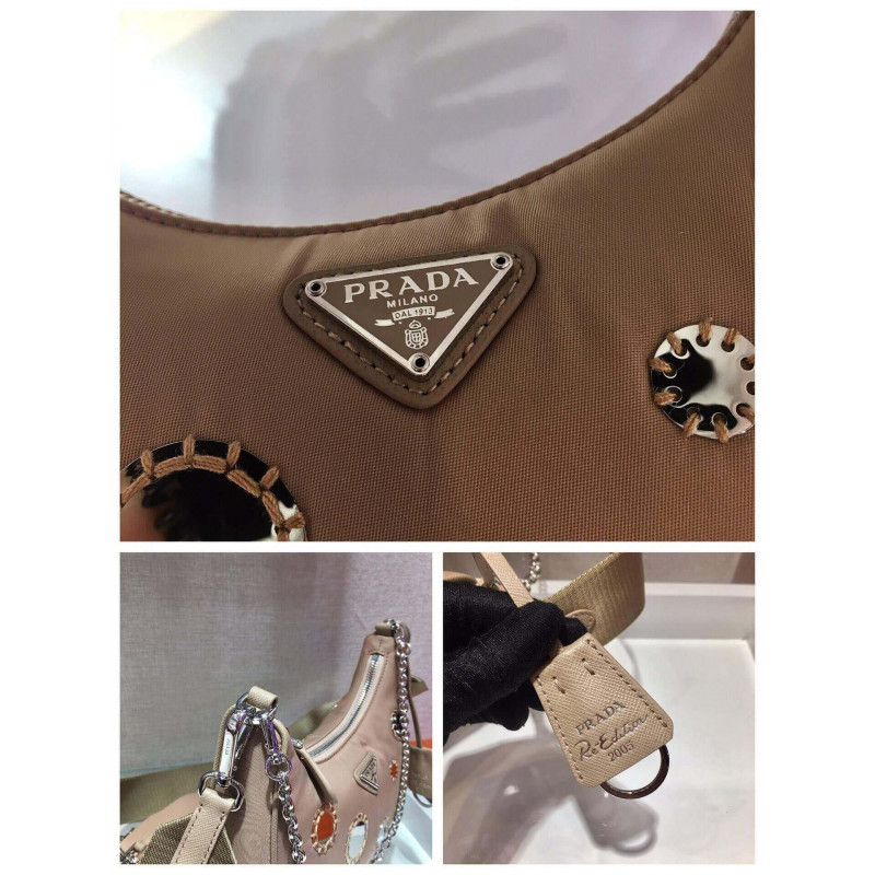 Prada Hobo re Edition Bordado de bordadas Cross Body Bold 1BH204-8