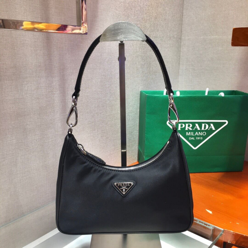 Prada Nylon y Crocodile Hobo Shoulder Bolsa 1BC204-1
