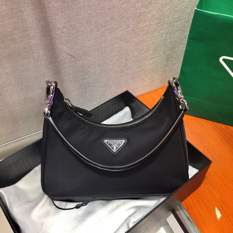 Prada Nylon y Crocodile Hobo Shoulder Bolsa 1BC204-2