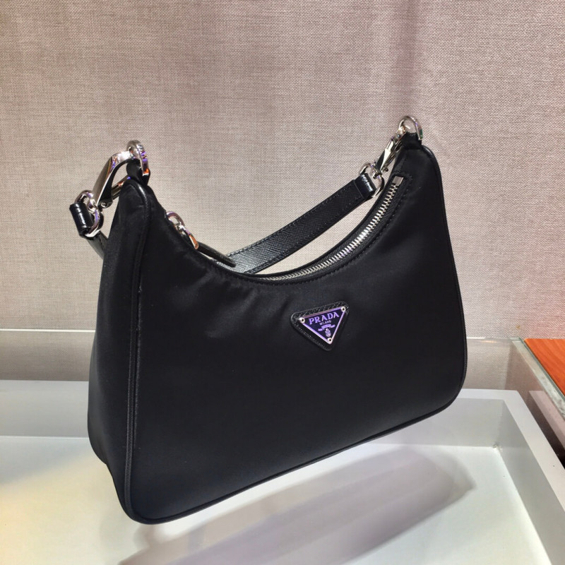 Prada Nylon y Crocodile Hobo Shoulder Bolsa 1BC204-3
