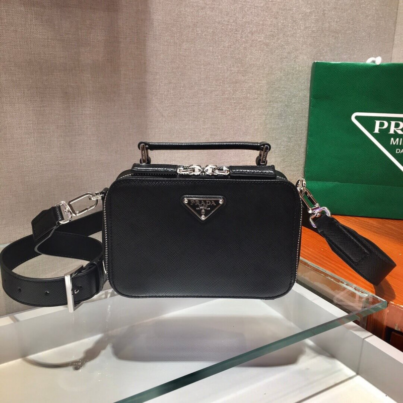 Prada Brique Saffiano Bolsa de cuero de cuero 2vh070-1
