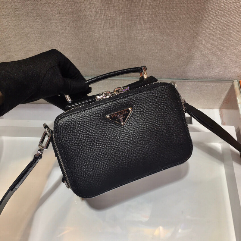 Prada Brique Saffiano Bolsa de cuero de cuero 2vh070-2