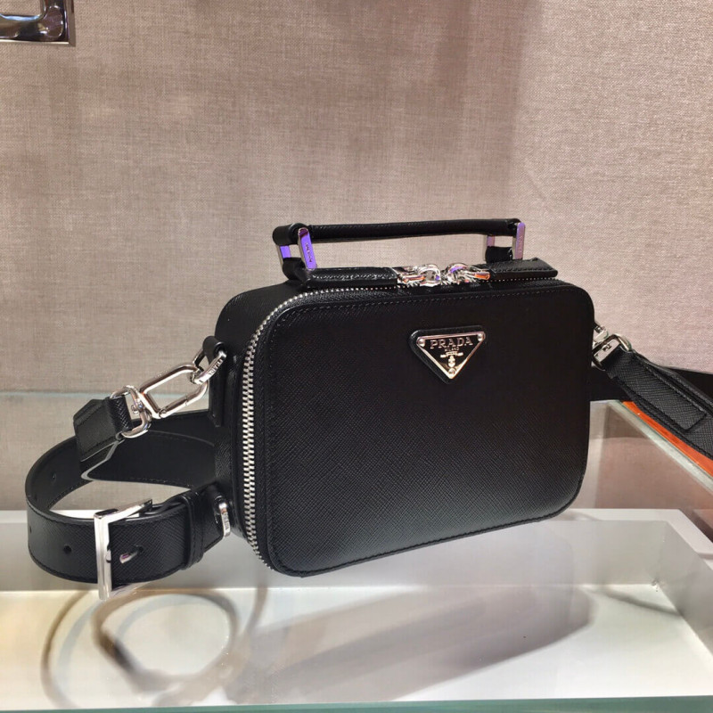 Prada Brique Saffiano Bolsa de cuero de cuero 2vh070-3